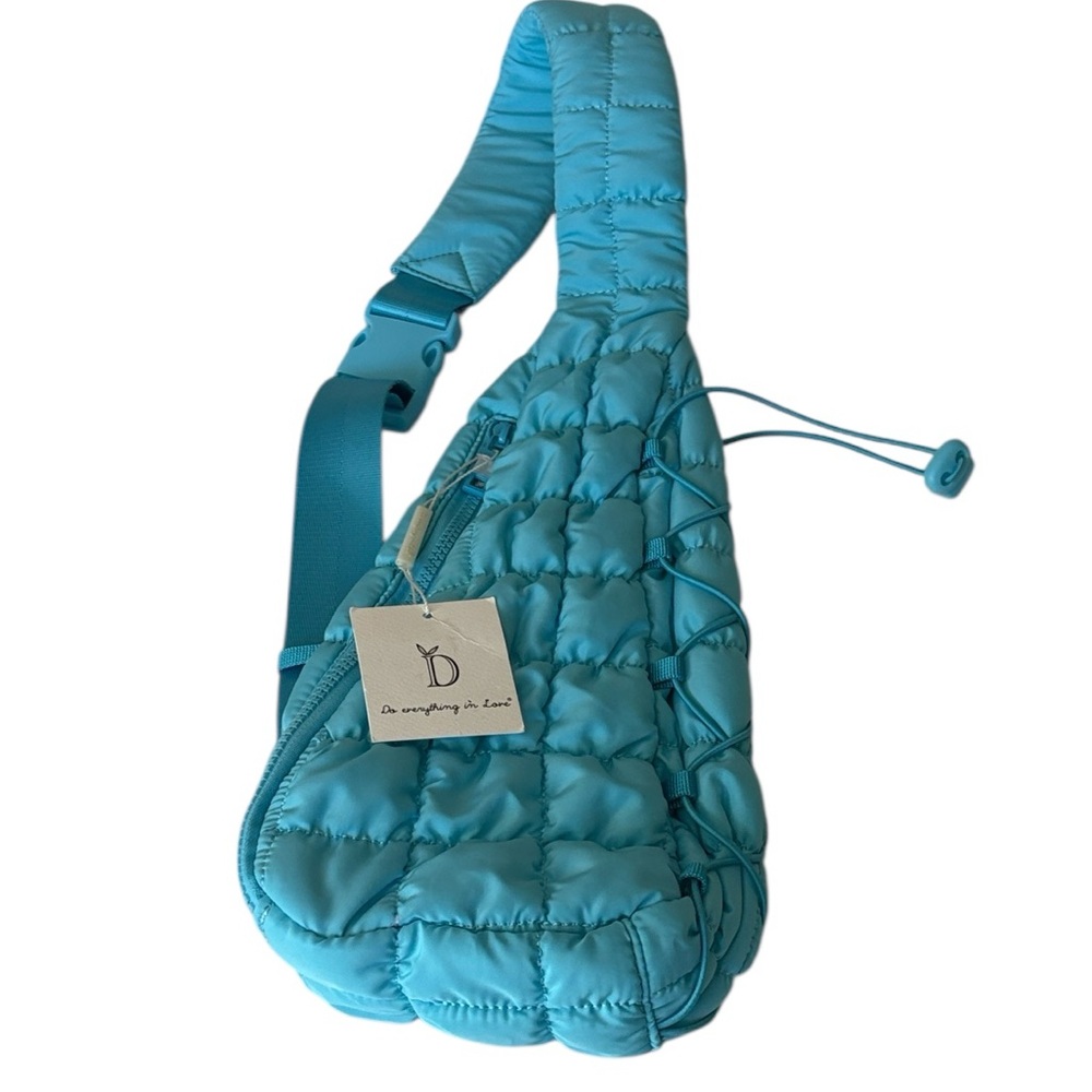 Do Everything in Love Quilted blue sling bag NWT - Picture 2 of 7